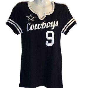 Dallas Cowboys Authentic 100% cotton #9 short sleeve V-neck jersey Size Small‎